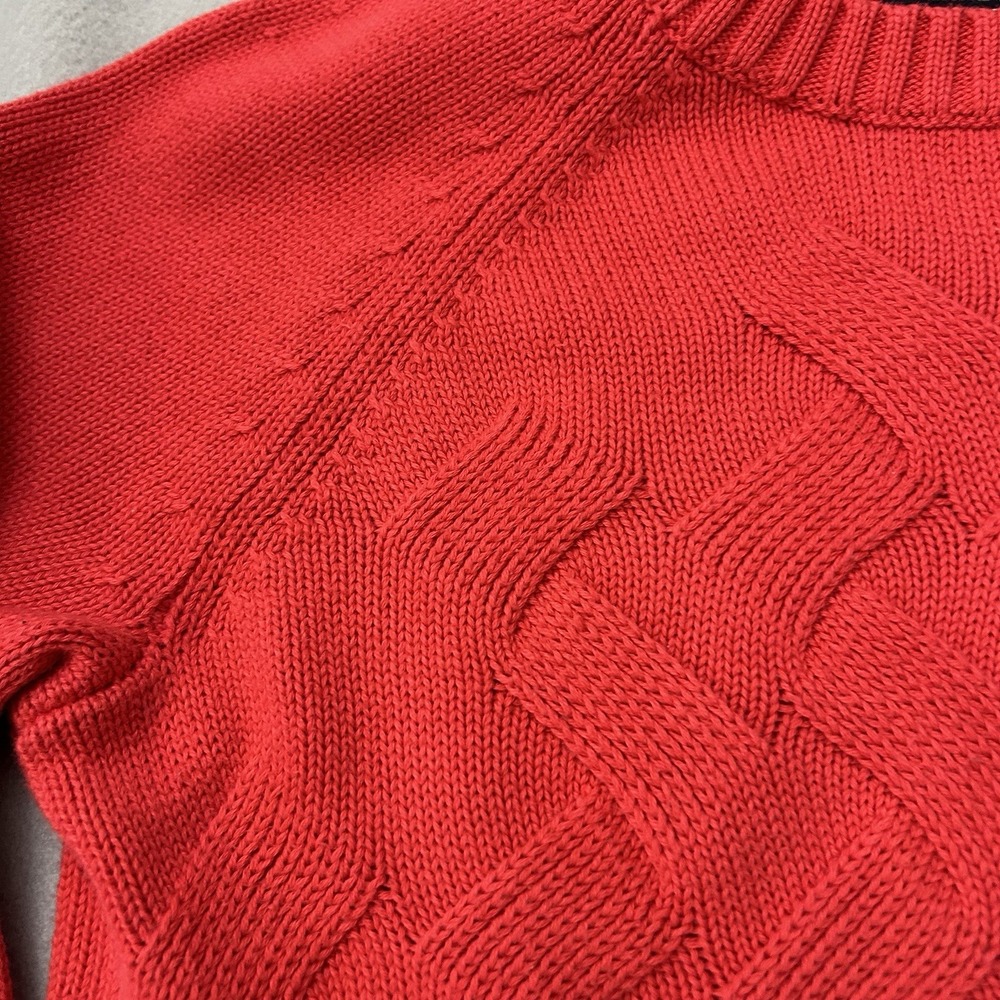 Lands' End Drifter Sweater Women M Coral Pink Cable Knit 100% Cotton Crewneck - Picture 2 of 12